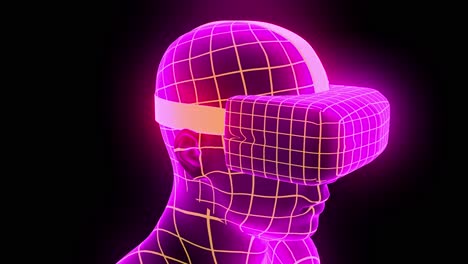 Vr-Casco-De-Realidad-Virtual-Holograma-Animación-Futurista-Hmd-Juego-Tecnología-Bucle-4k